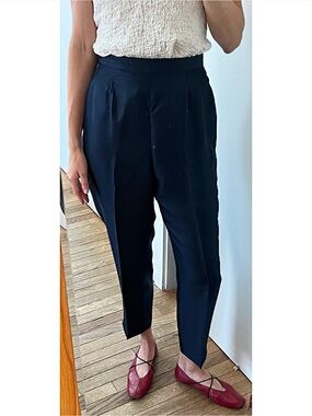 Vintage Late 80s 100% Silk High-Waisted Tapered Trousers - Fits Modern Small